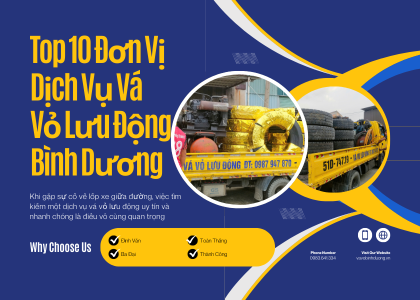 Top 10 Đơn Vị Dịch Vụ Vá Vỏ Lưu Động Bình Dương